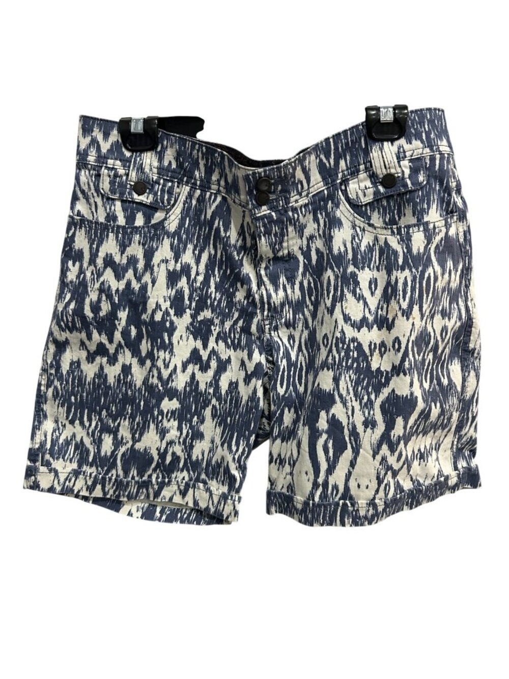 Lee Comfort Waistband Blue Ikat Print Denim Shorts Size 10 Preppy Boho